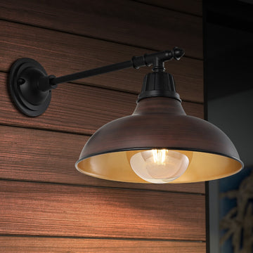 Wallace 12.25" Farmhouse Industrial Indoor/Outdoor Iron LED Victorian Arm Outdoor Sconce